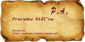 Preradov Aléna névjegykártya